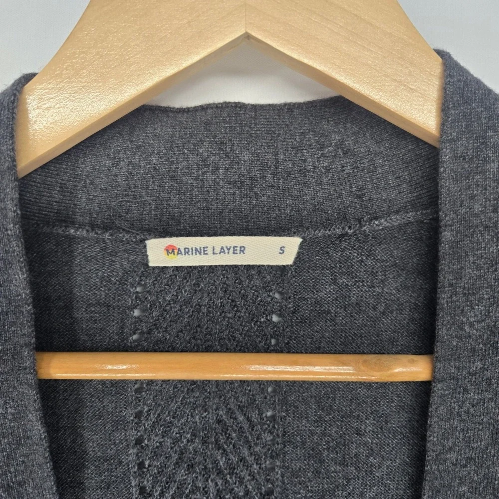 Marine Layer Cardigan Womens‎ Small Charcoal Gray Cashmere Wool Blend Open Front
